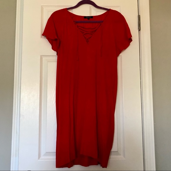 Red Madewell dress - light weight with tie neck detail - size M - Picture 2 of 4